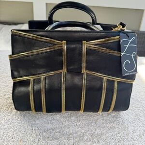 Z Spoke Zac Posen Shirley Small Satchel Black and Gold Women's Bag New with Tags
